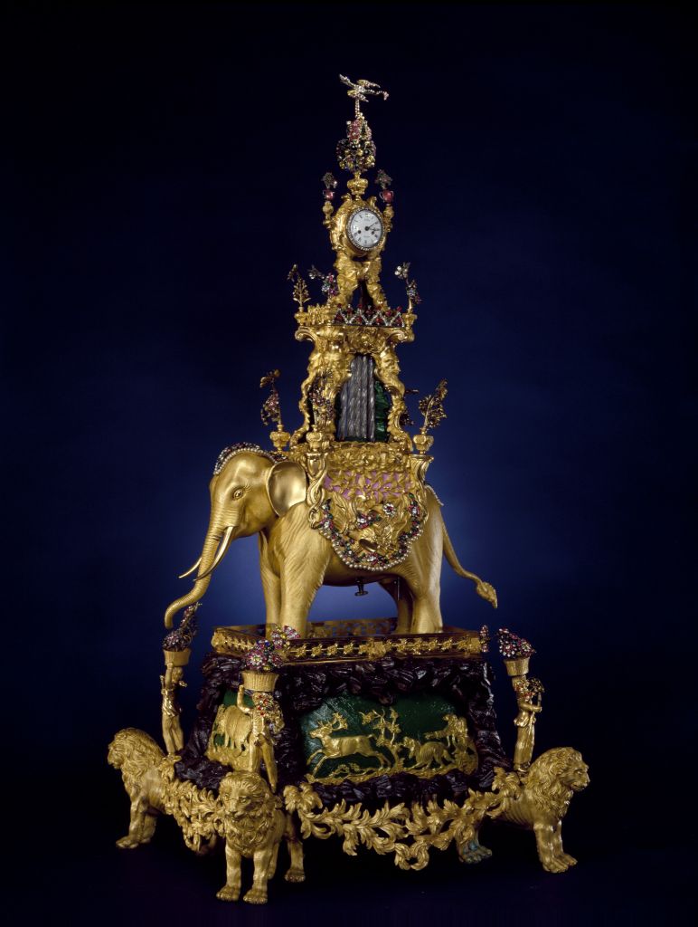 图片[1]-Copper gilded four-lion elephant water method table-China Archive